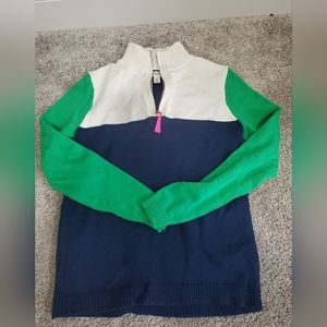 J. Crew blue Green whitePullover Quarter Zip Size XS  size Xtra small